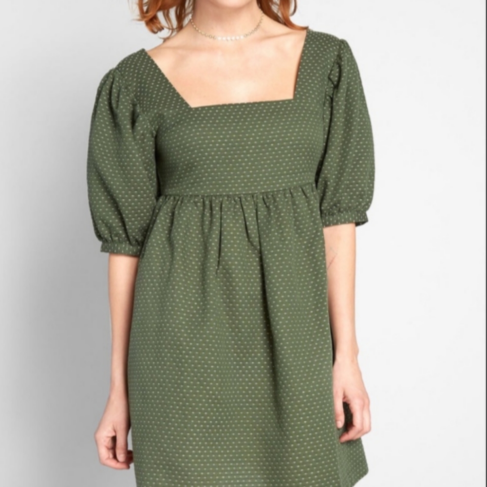 Modcloth Green Polka Dot Mini Dress